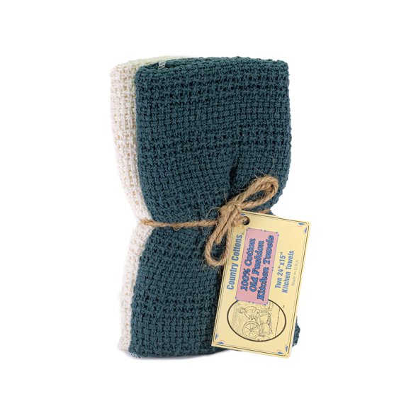 Paquete de 2 toallas Country Cottons 61 cm verde azulado/natural