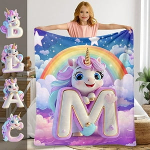 Milsleep - Adorable Letra De Unicornio - Manta Infantil Personalizada