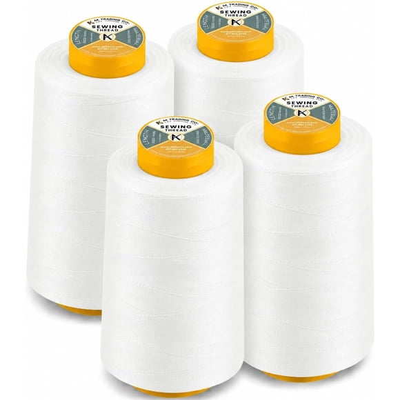 AK Trading 4Pack White All Purpose Sewing Thread Cones 600