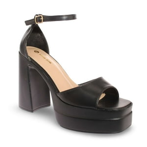 Sandalia Plataforma Negro Vía Franca