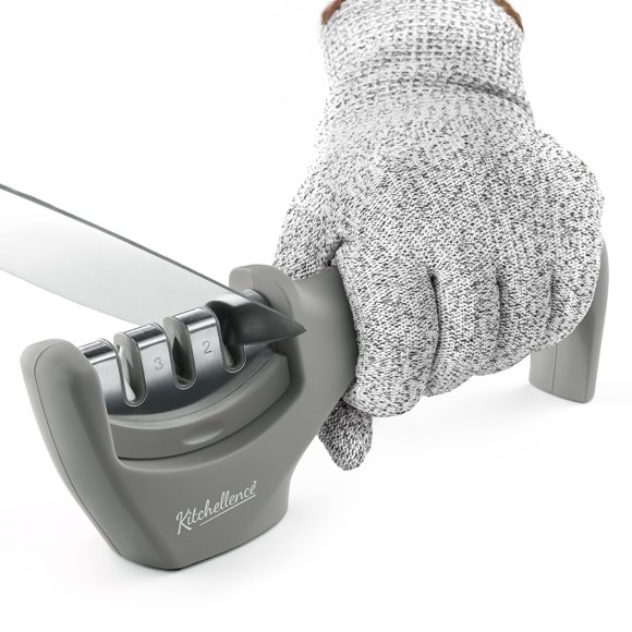 Kit de afilado KITCHELLENCE 4 en 1 con guante anti‑corte