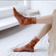 thumbnail image 2 of suxuMhao Calcetines de Pantorrilla de Encaje Rojo Marrón de Malla Calcetines de Caña Media de Encaje Transparente Calcetines de Malla Apilados Calcetines Delgados de Encaje Elásticos Talla Única, 2 of 2