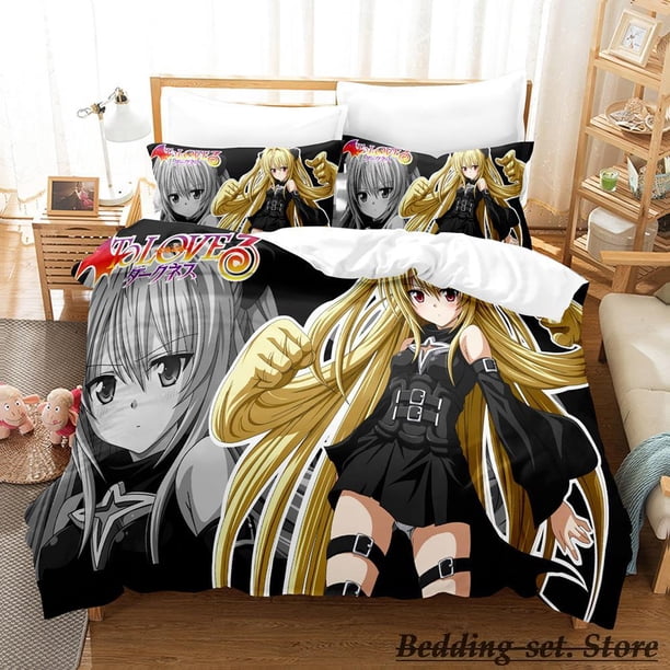 To Love Ru Bedding SetAnime three-piece set Adult Kid Bedroom Duvetcover Sets Kawaii Girls roupa de cama
