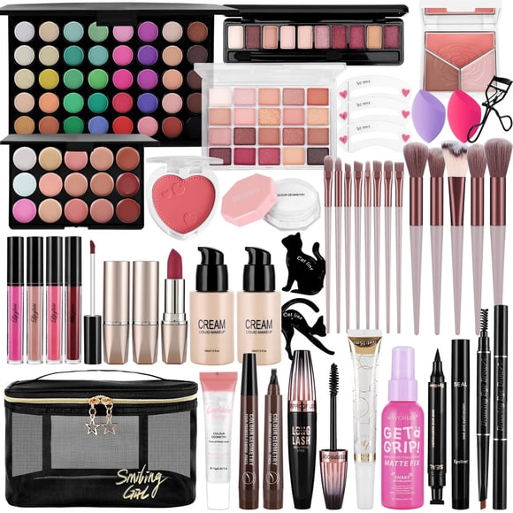 Set completo de kit de maquillaje VESPRO con brochas de sombra de ojos para base