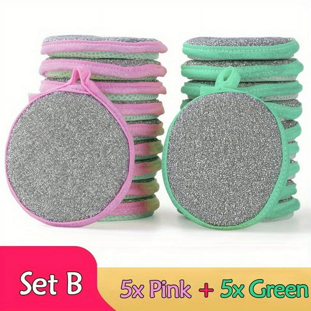 5/10pcs, Scrub Sponges, Washing Sponge, Washing Sponge Brush, Durable Double-Sided Dishwashing Sponge, Reusable Sponge Pad, Washing Scrubber Brush, Kitchen Tools