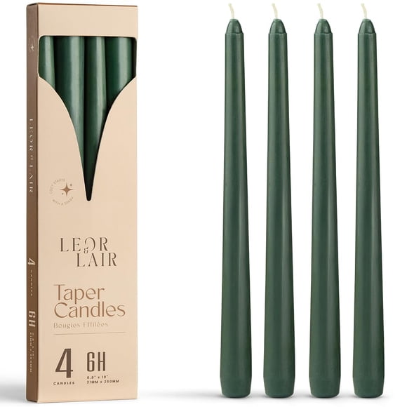 Juego de 4 velas cónicas verdes de 25 cm Leor & Lair
