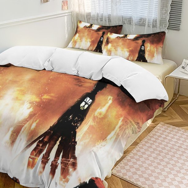 Attack On Titan Quilt Set Thicken Soft 3 Pieces Bedding Set All Season Duvet Cove with 2 Pillowcases for Adult Women Girls Teens Home Room Decor