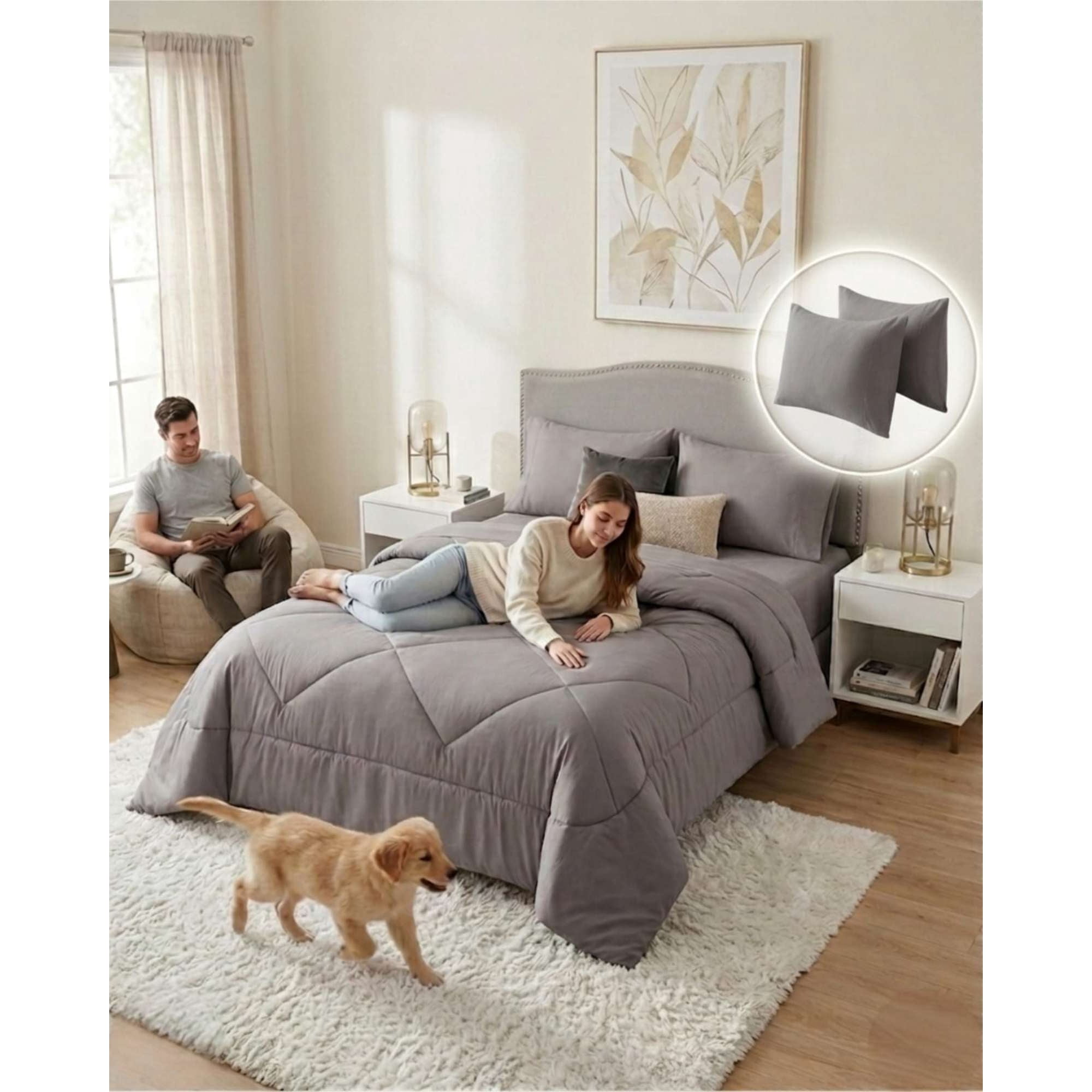 Genérico - Set Plumón Nórdico Sábanas Y Almohadas Descanso Premium Super King