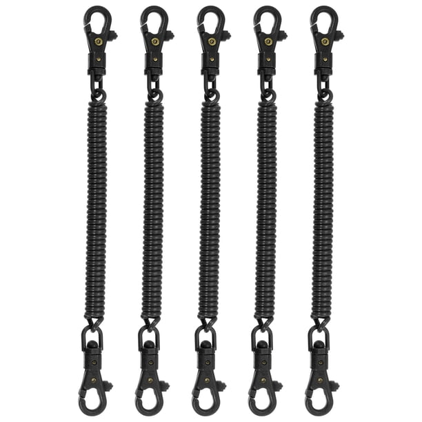 Uxcell Llavero de Muelles Retráctiles con Broche de Langosta de Plástico para Llaves y Cartera, Negro Paquete de 5