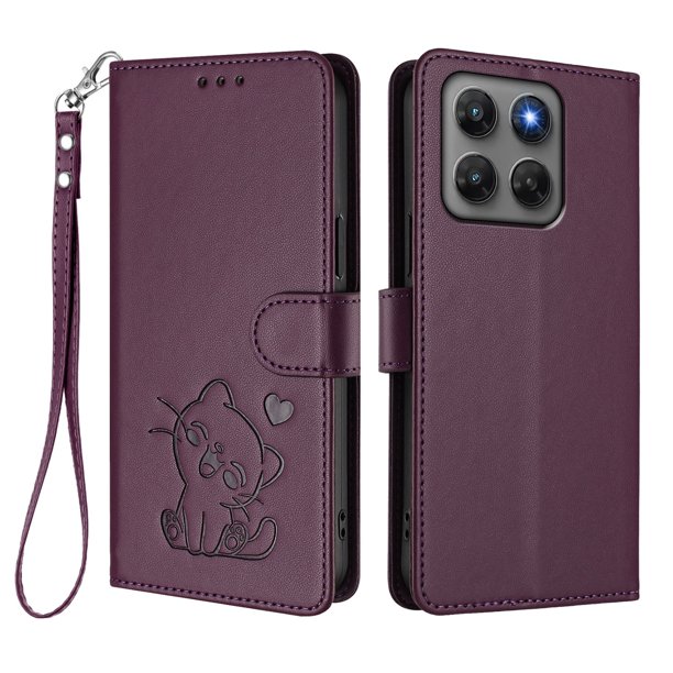 Funda de Gato tipo Libro para Motorola Moto G47, Morado Oscuro