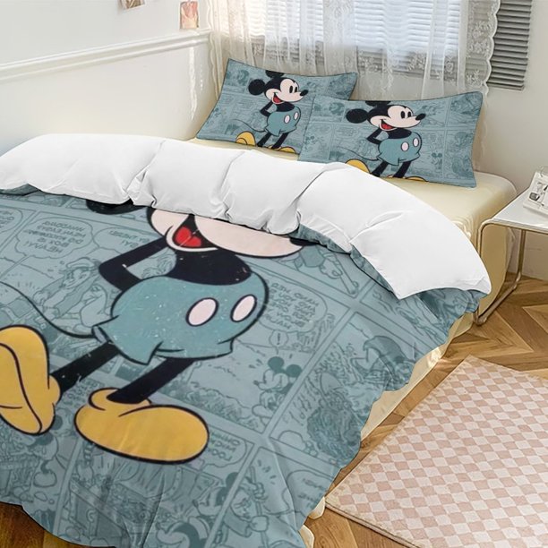 Mickey MouseCartoon Collection 3-Piece Comforter Set, Personalized Bedding Decor for Kids And Teens Bed Sheets