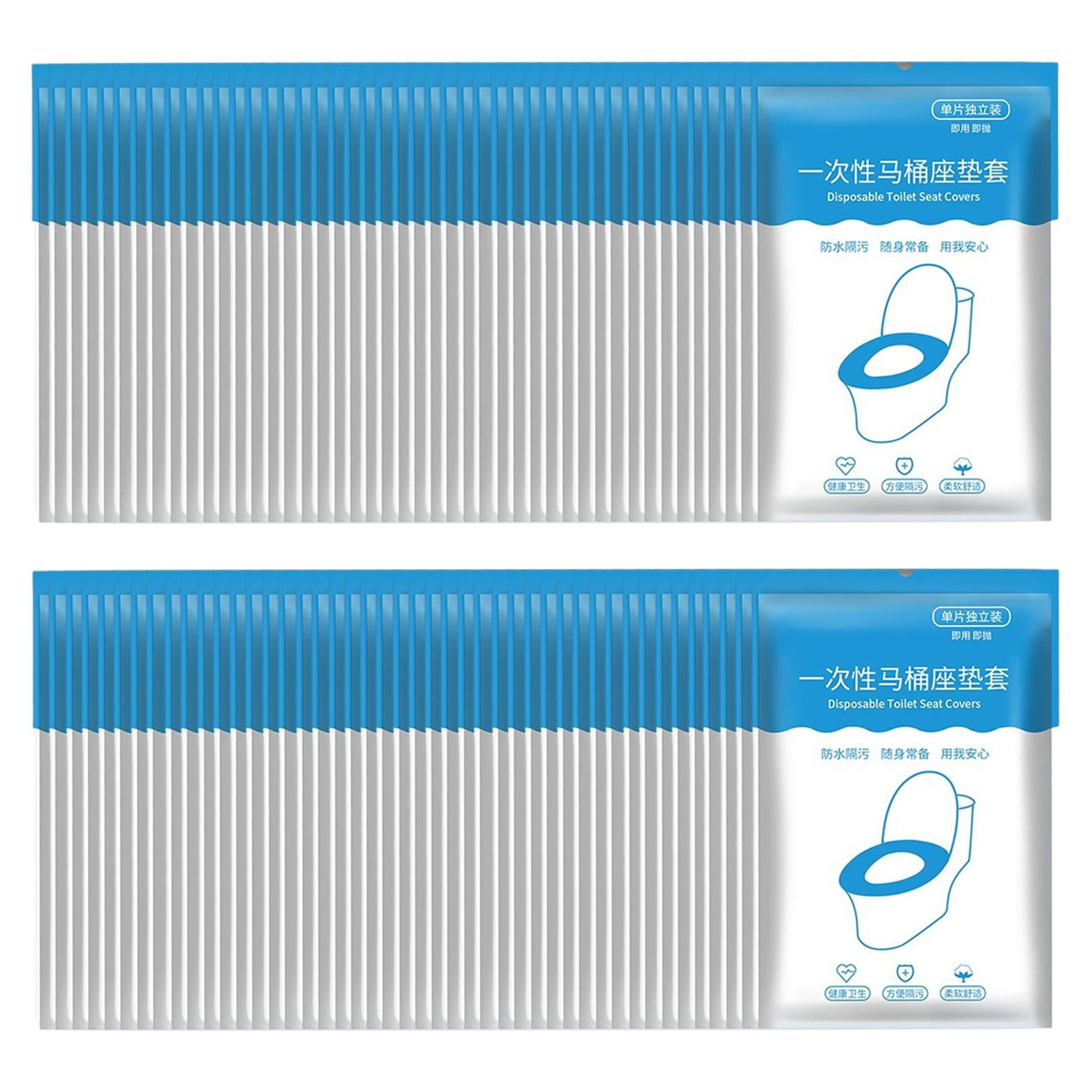 Magideal - 50x Funda Desechable Para Asiento De Inodoro, Accesorio De Viaje, Almohadillas Elásticas, Cojín, Portátil, Impermeable, Para Baños Públicos De Hoteles