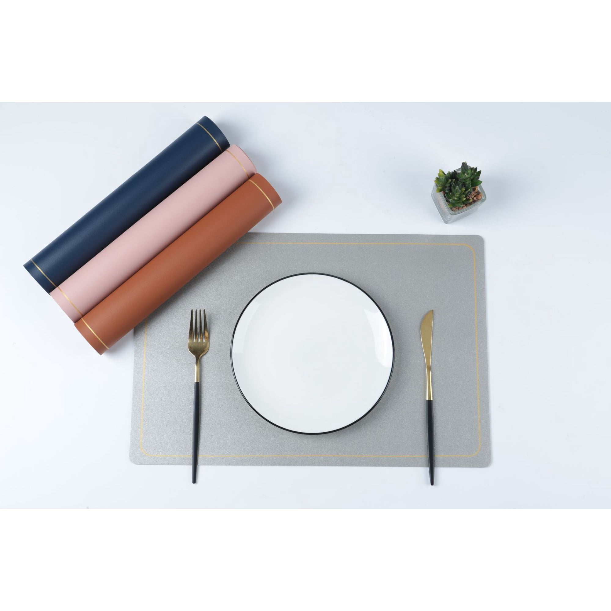 Xmhytop Juego De 4 Manteles Individuales De Piel Sintética, Impermeables, Fáciles De Limpiar, Resistentes Al Calor Y Antideslizantes Para Uso Interior Y Exterior, 45*30cm, Estilo A, Plateado