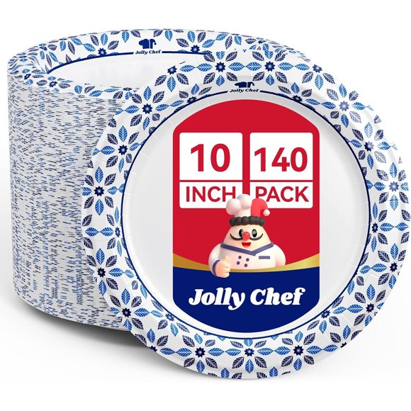 JOLLY CHEF 10 inch 140 Pack Disposable Paper Plates