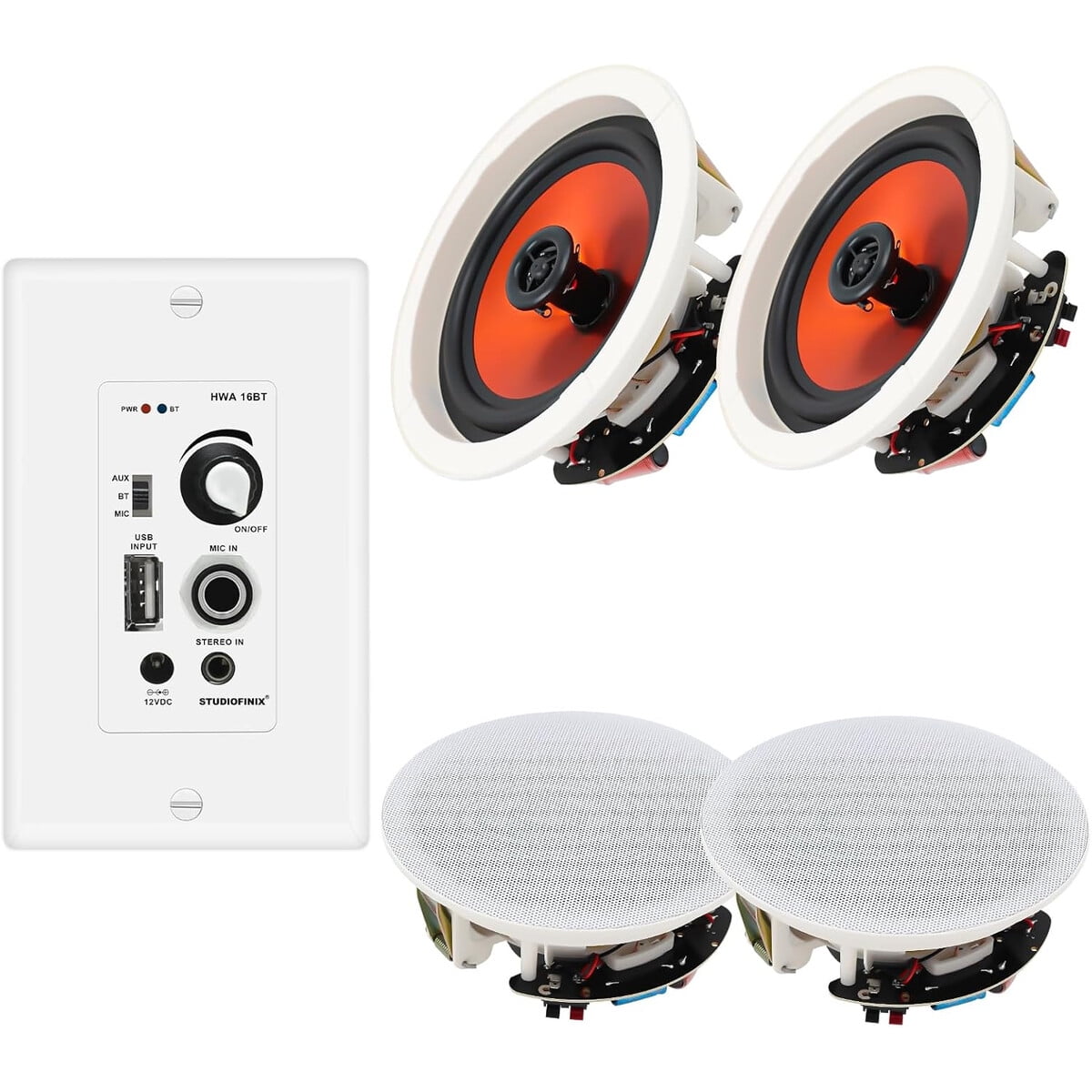 Parlantes Techo Bluetooth Studiofinix 6.5 600w 2 Vaas Kit