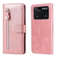 Gangxun - Funda Con Cremallera Para Xiaomi Poco M4 Pro 4G, Carcasa Cartera De Cuero Pu Con Soporte Y Tarjetero