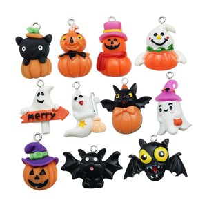 Magideal - 11 Piezas Colgantes De Halloween Adornos Lindos Colgantes De Resina De Murciélago Llavero Colgante Para Manualidades Fabricación De Joyas Adornos