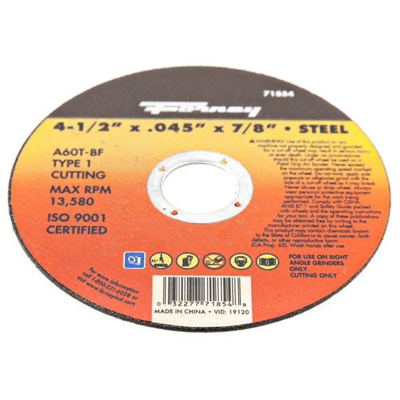 Disco de Corte Forney 71854 11,5 cm x 1,1 cm, Eje 2,2 cm