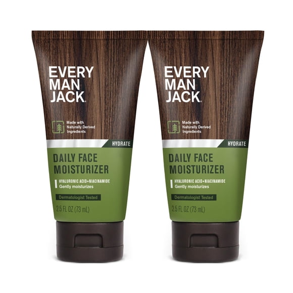 Loción facial Every Man Jack Daily Hydrating de 75 ml para hombre, paquete de 2