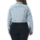 thumbnail image 4 of Agnes Orinda Chaquetas de Mezclilla Recortadas de Moda con Botones y Cuello Abatible para Mujer de Talla Grande para Escuela o Universidad 2X Azul Claro Lavado con Nieve, 4 of 8