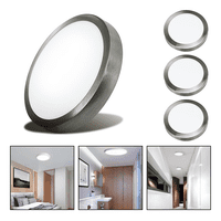 Genérico - 3 Foco Plafon Led Redondo Sobrepuesto 24W Luz Fria Niquel