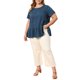 thumbnail image 2 of GRACE & GRANDEUR Blusas Babydoll Peplum de Talla Grande para Mujer de Pascua, Manga Corta, Cuello Redondo, Camisas Sueltas de Verano, Casual, Talla 3X Azul Marino, 2 of 6