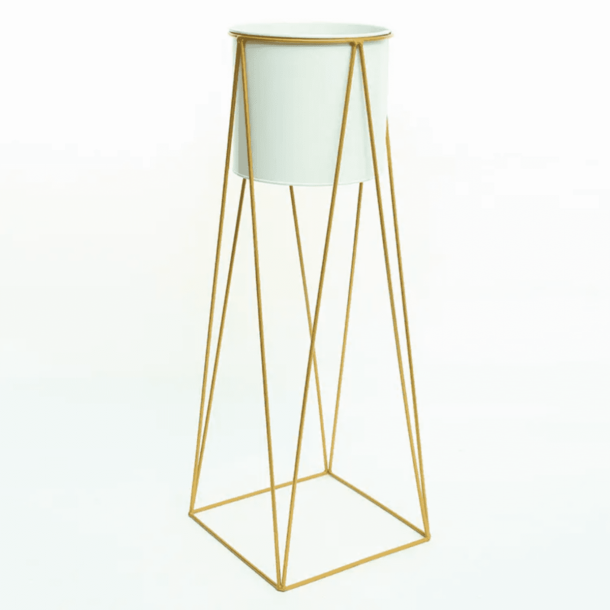 Genérico - Porta Macetero Pedestal Maceta Plantas Blanco Dorado