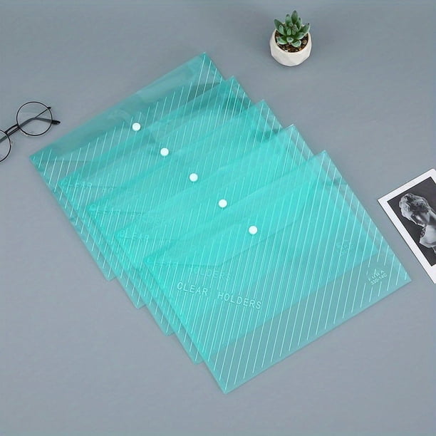 10pcs A4 File Bags - Transparent, Diagonal Test Paper Buckle Storage - Perfect Office Organizer & Back To School Supplies