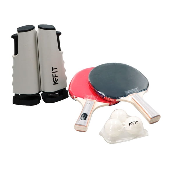 Set de 2 Paletas Ping Pong + Malla + 3 Pelotas K-FIT.