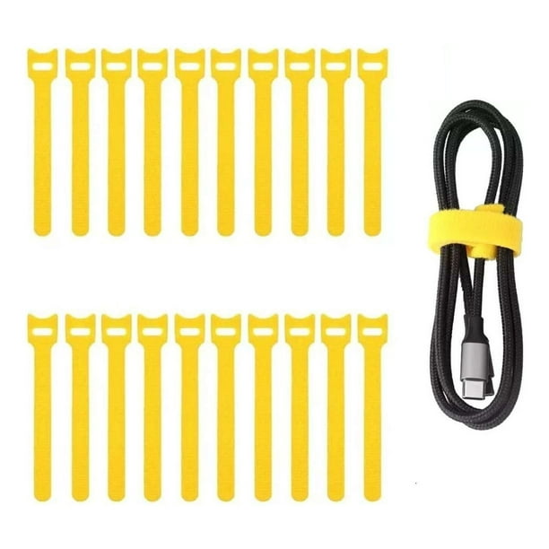 20x Pack Amarra Cable Organizador Reutilizable Velcro Cintas amarillo