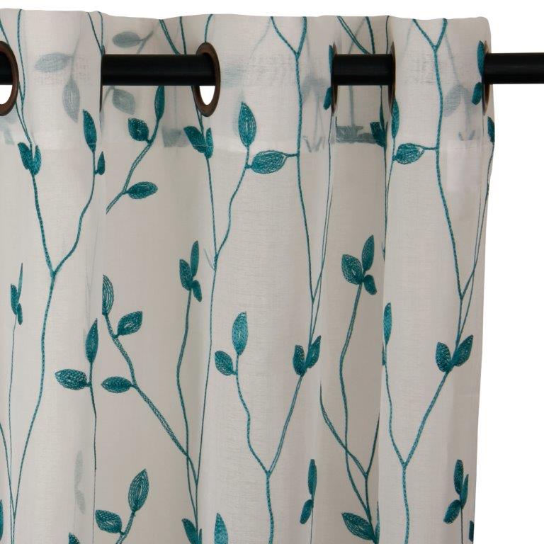 Masel - Set 2 Cortinas Velo Bordado Teresita 1.40 X 2.25 Turquesa