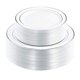 thumbnail image 1 of Platos de plástico I00000 Silver con borde de plata blanca 102 piezas, 1 of 8