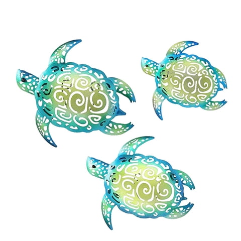 Bothyi - 3 Piezas De Tortuga Marina, Arte De Pared, Adorno De Tortuga Para Decoración De Valla De Jardín, Verde