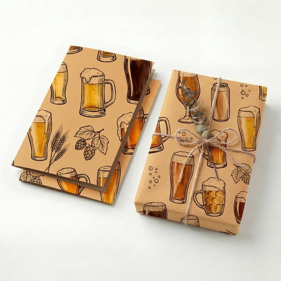 Papel de regalo SHSEEN 50 x 70 cm Cerveza Vintage – Pack de 2