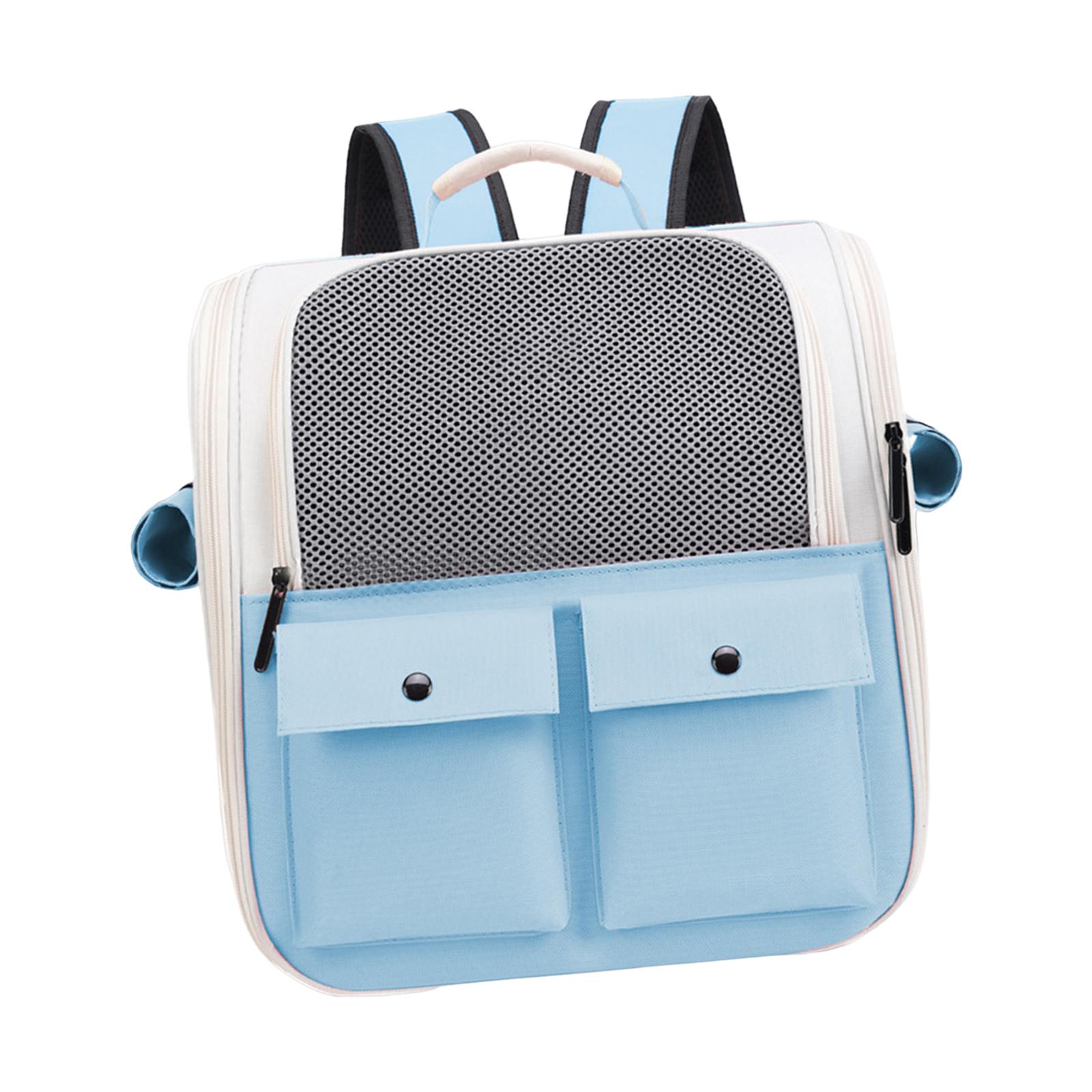 Magideal - Mochila Porta Gato Para Mascotas, Bolsa De Viaje Con Correa Ajustable, Bolsa De Transporte Portátil Con Ventilación, Bolso Para Acampar Y Viajar Al Ai Azul