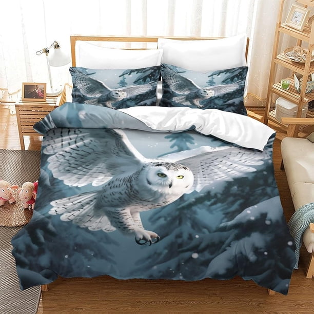 Owl Anime Duvet Cover 3D Print Quilt Cover Comforter Covers for Boys Girls Bedding Set Soft Microfiber with Pillow Cases with Zipper Closure 2 Pieces Twin