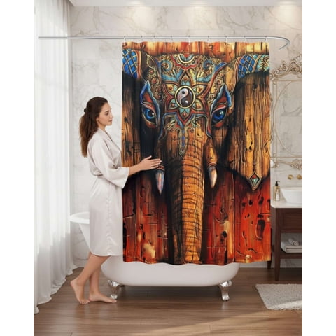 Mylhogar - Cortina De Baño Tela Género + Forro Impermeable