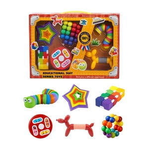 Fliperex - Set De 6 Juguetes Sensoriales Educativos Antiestrés Niños Rojo