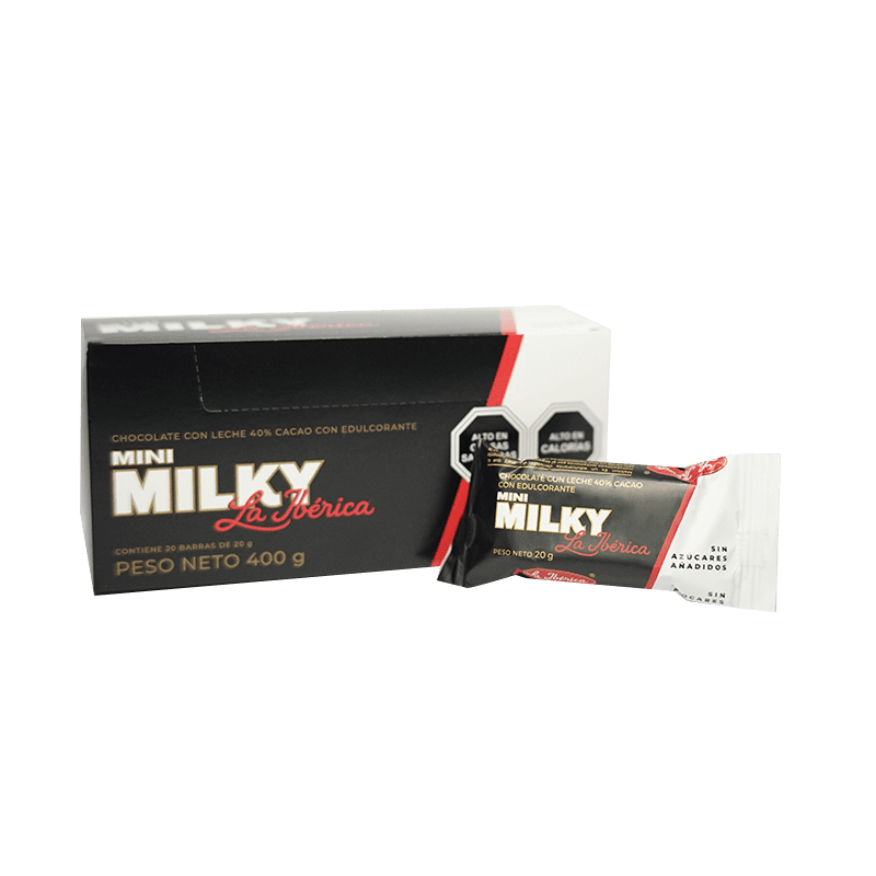 Chocolates La Ibérica - Pack X20 Chocolate En Barra Mini Milky Sin Azúcar Con 40% Cacao 20g