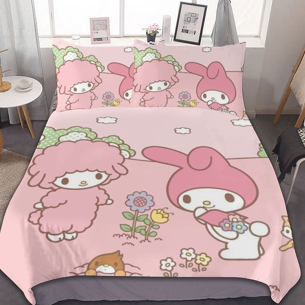 Rabbit-Piano My Melody 3 Pieces Bedding Sets Soft Comforter Sets Decor Bedroom Gifts