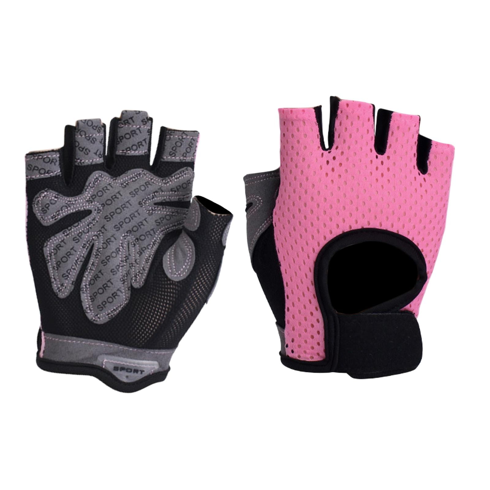 Ioensy - Guantes De Entrenamiento De Verano Levantamiento De Pesas Gimnasio Guantes De Medio Dedo Guantes De Ciclismo Rosa S