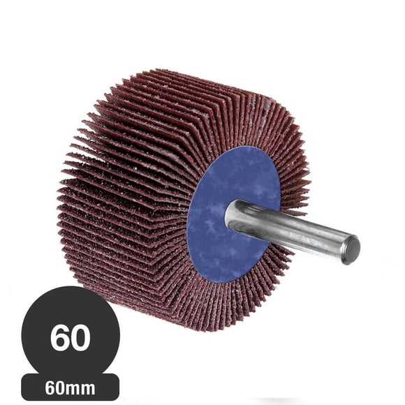 Rueda Traslapada 60 mm - Metal y Acero Inox. - Grano 60 - Vástago 6 mm - G-Saitor A - Sait