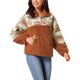 thumbnail image 4 of Sudadera de Invierno para Mujer INSPIRE CHIC Manga Larga con Solapa Media Cremallera Piel Sintética Panel Sólido Contraste de Gatos con Bolsillos XL Rojo Ladrillo, 4 of 6