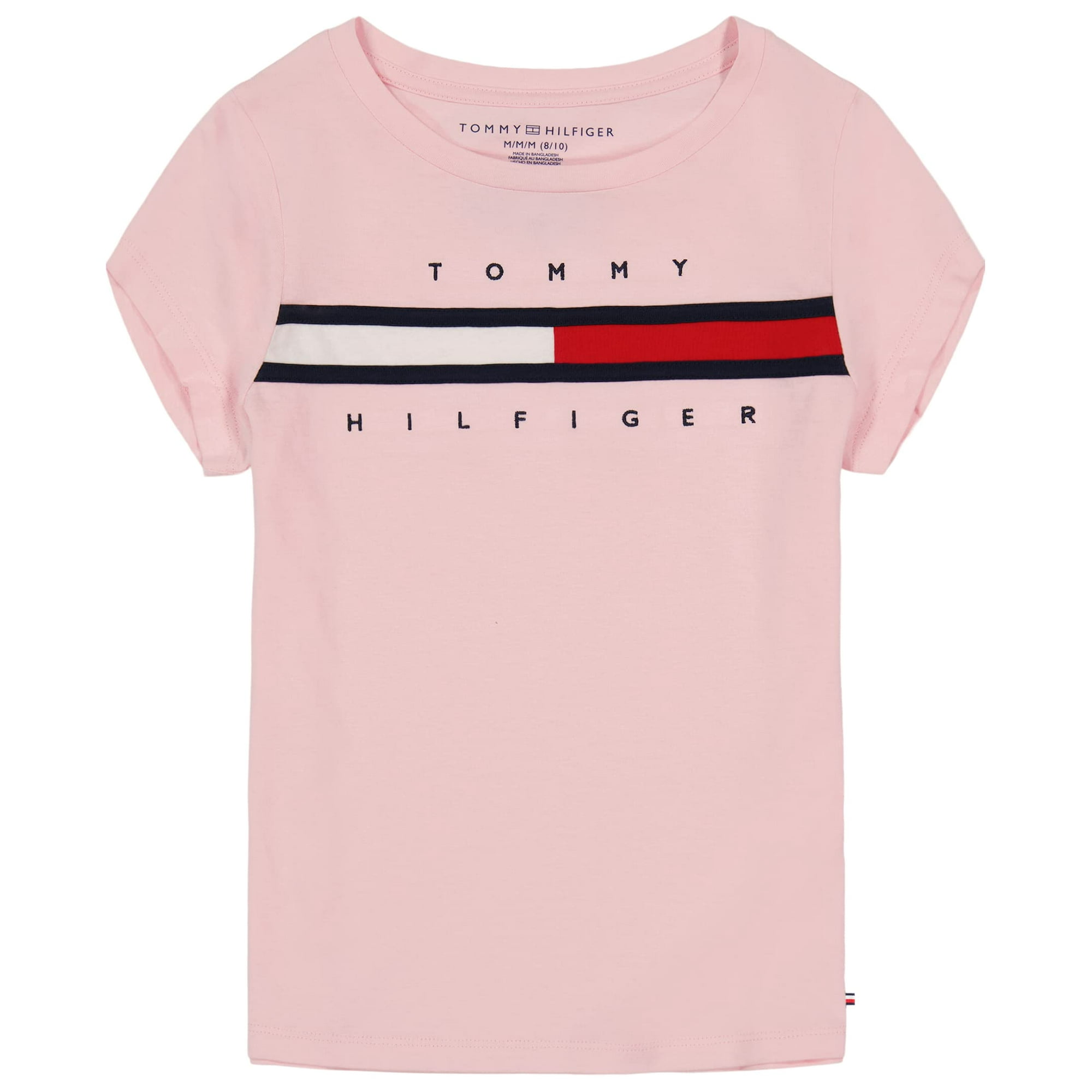 Camiseta Tommy Hilfiger Para Niña Con Diseño De Bandera Rosa, Sombra Rosa, 12 A 14 Años