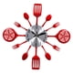 thumbnail image 1 of Reloj De Pared 3D Cocina Acero Inoxidable Tenedor Cuchillo Reloj Decorativo Rojo, 1 of 3