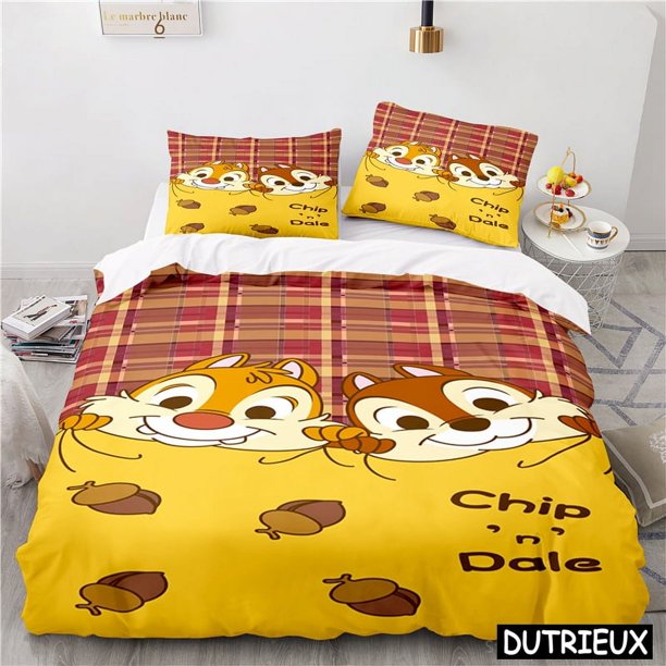 Cute Cartoon Chip 'n' Dale Bedding Set Queen King Size Duvet Cover Set Soft Quilt Cover With Pillowcase Set Home Textile