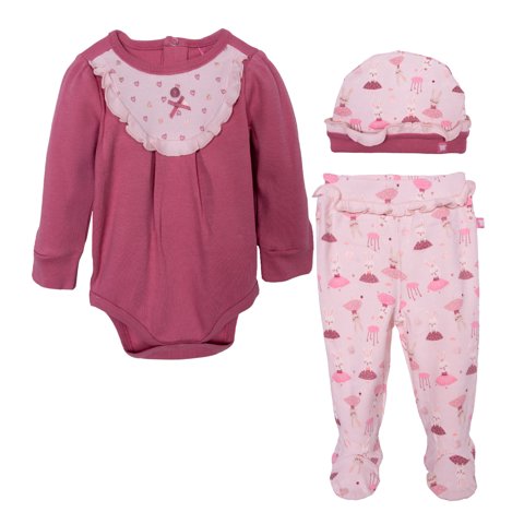 Pillin - Set 3 Piezas Recién Nacido Niña Algodón Orgánico Conejitos