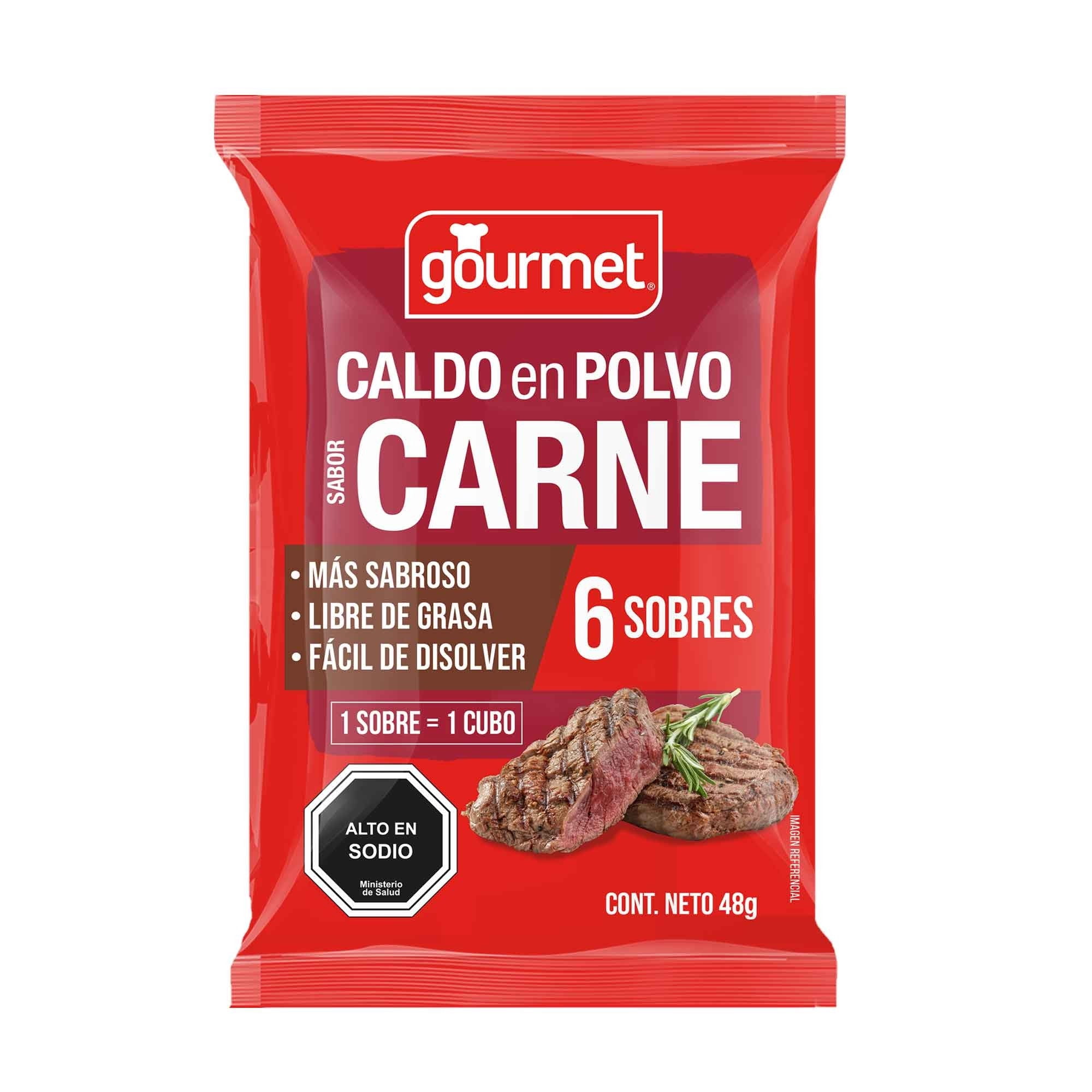 Caldo en Polvo Sabor Carne (6 Sobres) Bolsa, 48 g