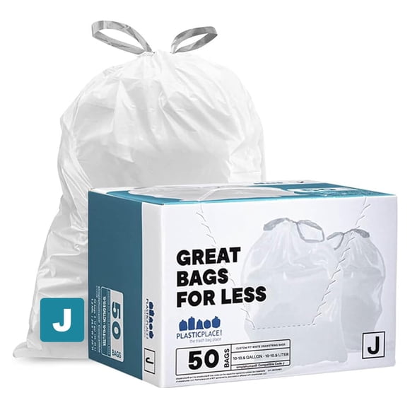 Bolsas de basura Plasticplace Simplehuman Code J, 10 a 10,5 galones, 50 unidades