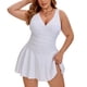 thumbnail image 1 of Agnes Orinda Traje de Baño para Mujer Talla Grande Vestido de Baño con Aumento y Control de Abdomen Traje de Baño de Verano para Vacaciones en la Playa con Pantalones Cortos Integrados 1X Blanco, 1 of 9